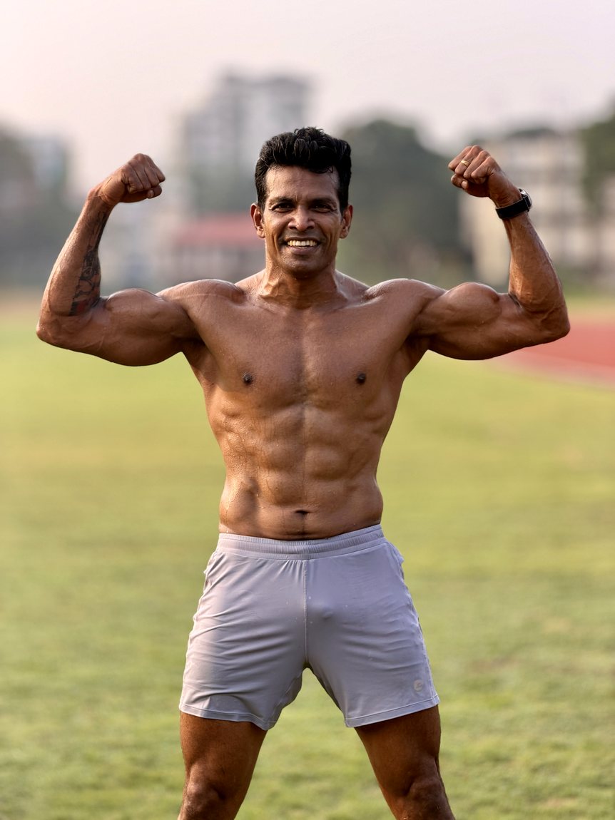 Coach Joby's physique after training