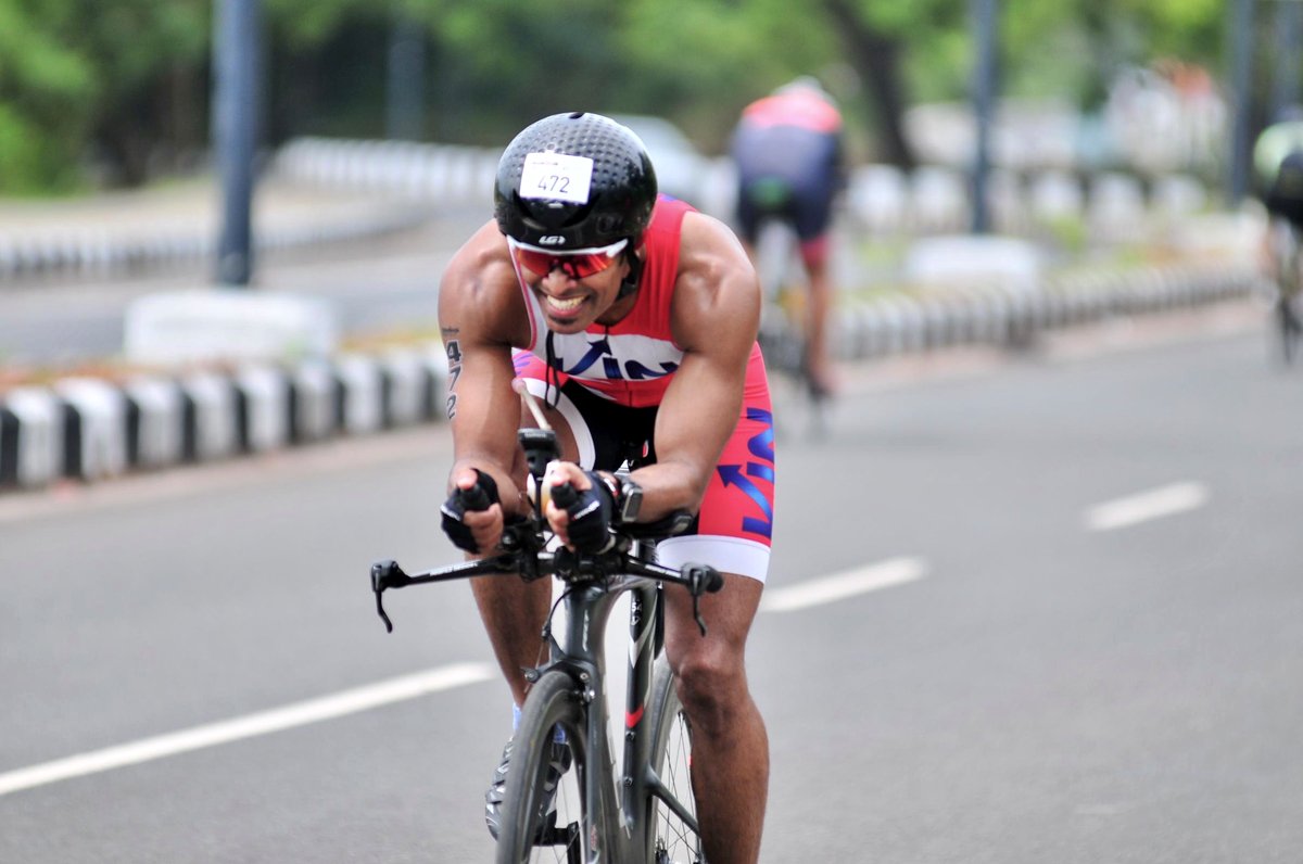 Coach Joby on the bike leg of an Ironman